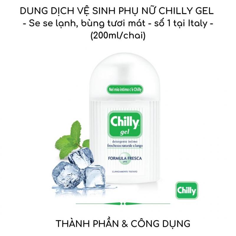 Dung dịch vệ sinh phụ nữ Chilly Gel chiết xuất bạc hà se se lạnh, bùng tươi mát chai 200ml